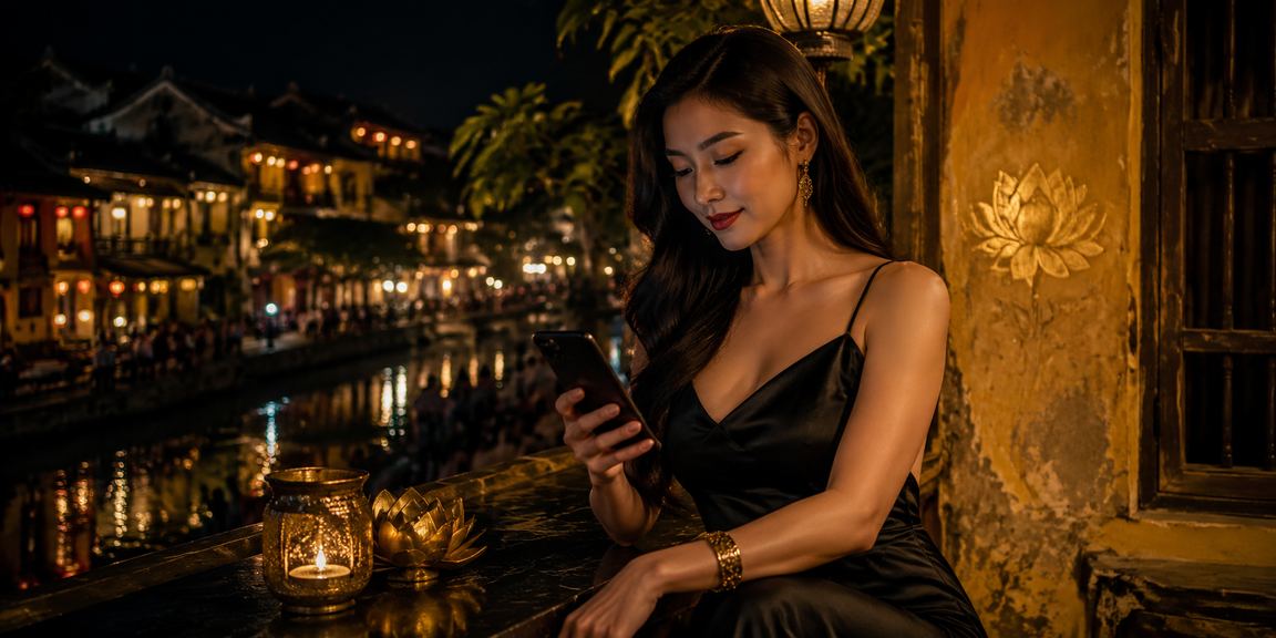 Người dùng Hội An sử dụng điện thoại truy cập nền tảng casino di động an toàn